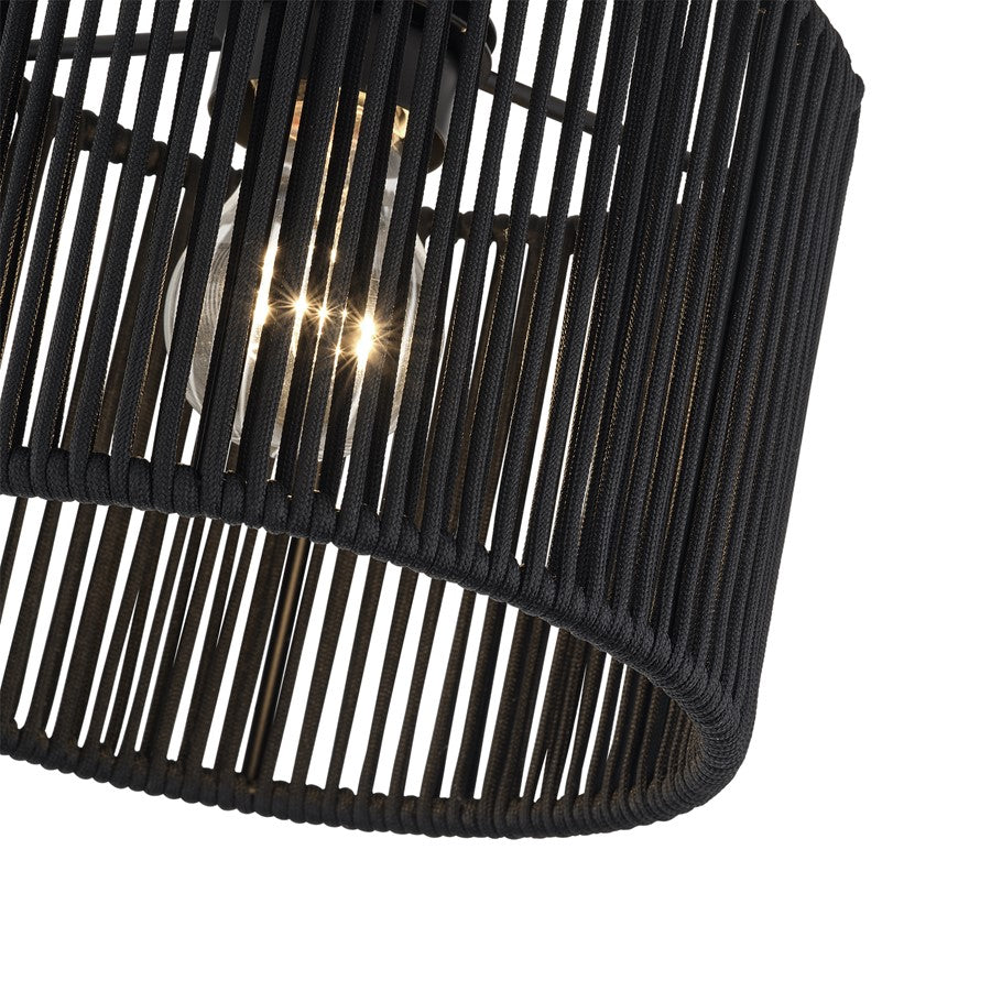 Livex Acordia 1Lt 8.5" Dia Semi-Flush, Black/Parisian Polyester