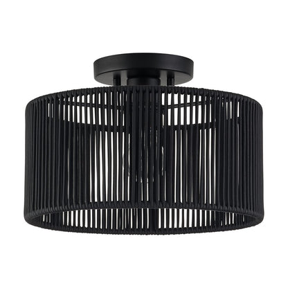 Livex Acordia 1Lt 12" Dia Semi-Flush, Black/Parisian Polyester