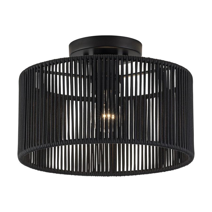 Livex Acordia 1Lt 12" Dia Semi-Flush, Black/Parisian Polyester