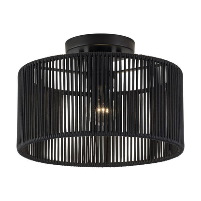 Livex Acordia 1Lt 12" Dia Semi-Flush, Black/Parisian Polyester