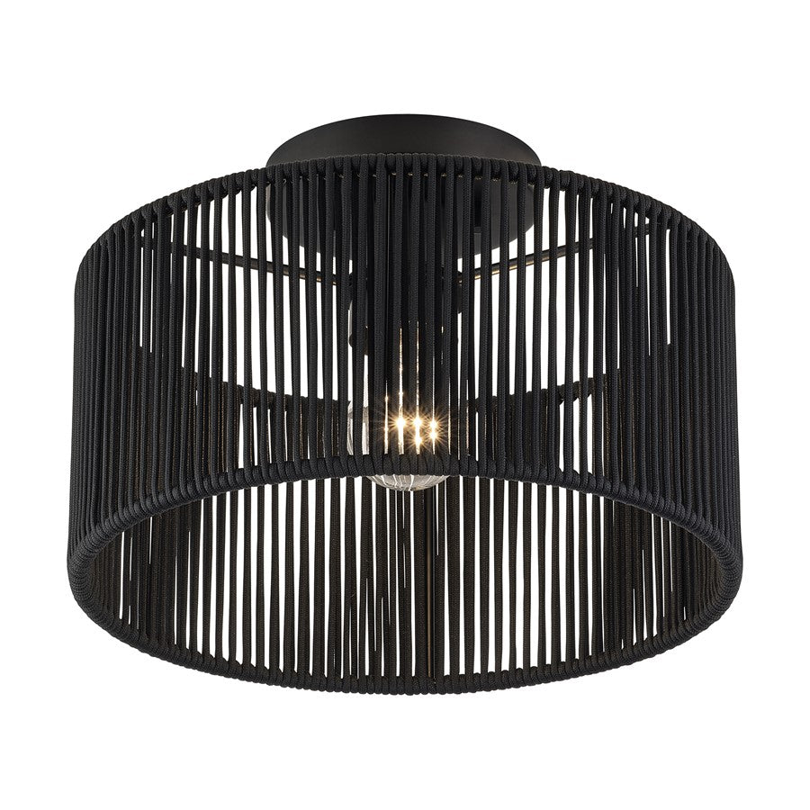 Livex Acordia 1Lt 12" Dia Semi-Flush, Black/Parisian Polyester