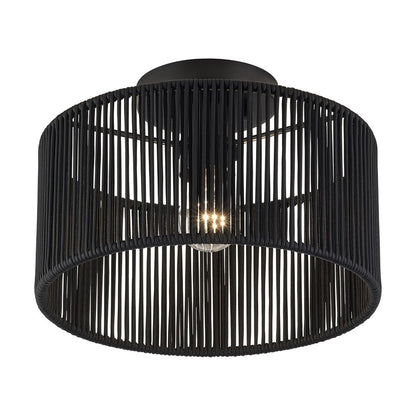 Livex Acordia 1Lt 12" Dia Semi-Flush, Black/Parisian Polyester