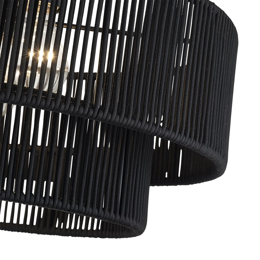 Livex Acordia 3Lt 15" Dia Semi-Flush, Black/Parisian Polyester