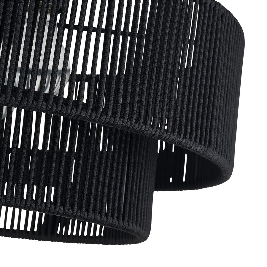 Livex Acordia 3Lt 15" Dia Semi-Flush, Black/Parisian Polyester