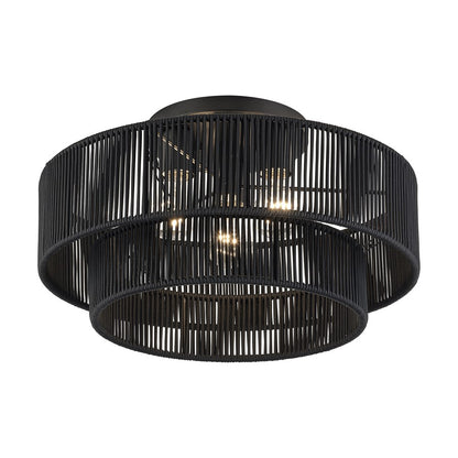Livex Acordia 3Lt 18" Dia Semi-Flush, Black/Parisian Polyester