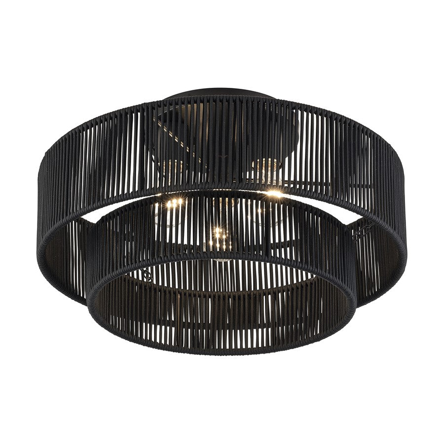 Livex Acordia 3Lt 18" Dia Semi-Flush, Black/Parisian Polyester