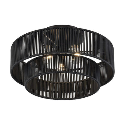 Livex Acordia 3Lt 18" Dia Semi-Flush, Black/Parisian Polyester