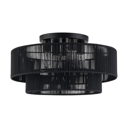 Livex Acordia 4Lt 21" Dia Semi-Flush, Black/Parisian Polyester