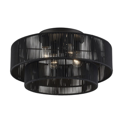 Livex Acordia 4Lt 21" Dia Semi-Flush, Black/Parisian Polyester