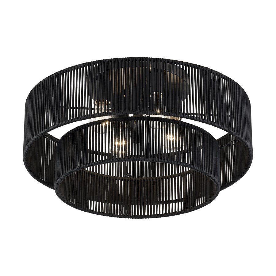 Livex Acordia 4Lt 21" Dia Semi-Flush, Black/Parisian Polyester