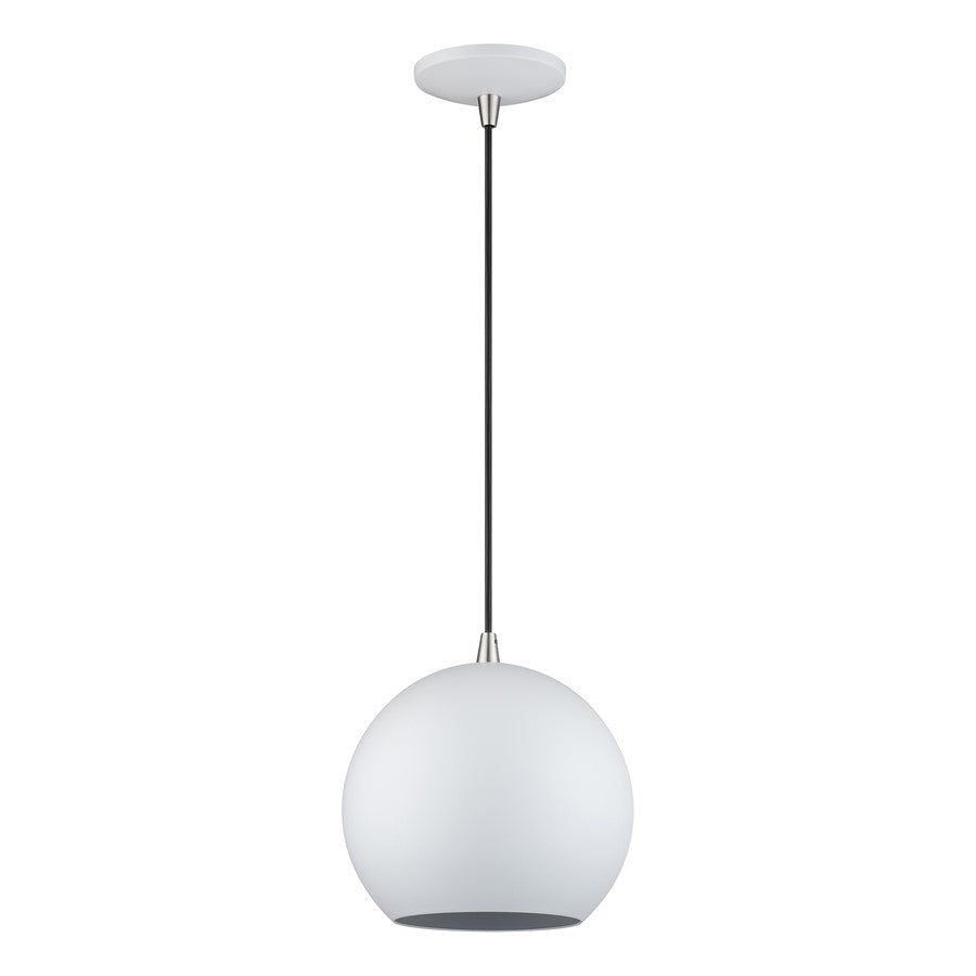 Livex Kuppola Lt Globe Pendant, White/Nickel/White Aluminum/White