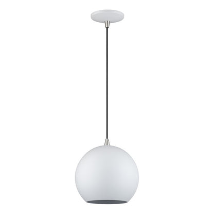 Livex Kuppola Lt Globe Pendant, White/Nickel/White Aluminum/White