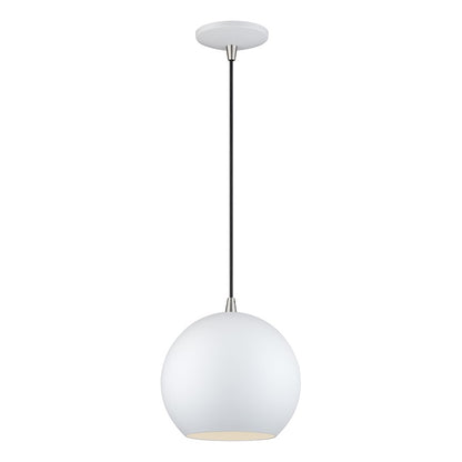 Livex Kuppola Lt Globe Pendant, White/Nickel/White Aluminum/White