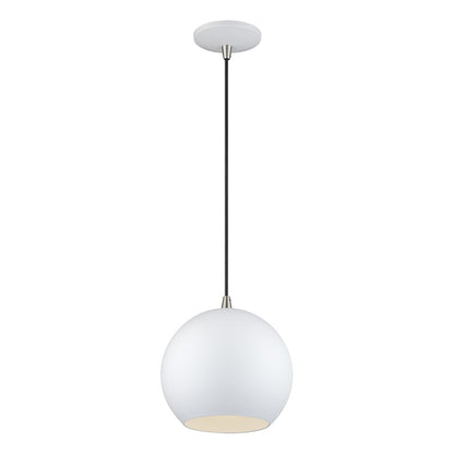Livex Kuppola Lt Globe Pendant, White/Nickel/White Aluminum/White