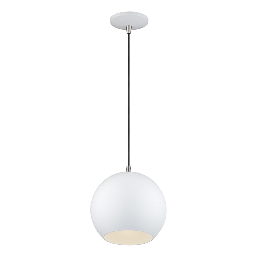 Livex Kuppola Lt Globe Pendant, White/Nickel/White Aluminum/White