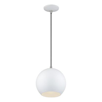 Livex Kuppola Lt Globe Pendant, White/Nickel/White Aluminum/White