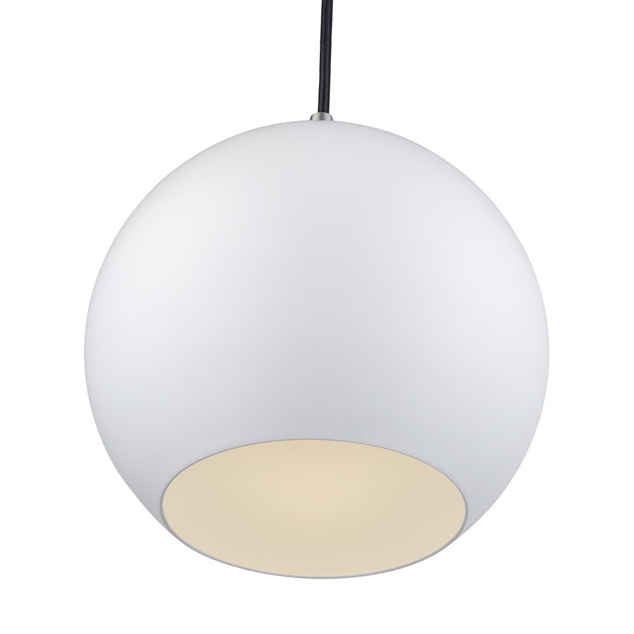 Livex Kuppola Lt Globe Pendant, White/Nickel/White Aluminum/White