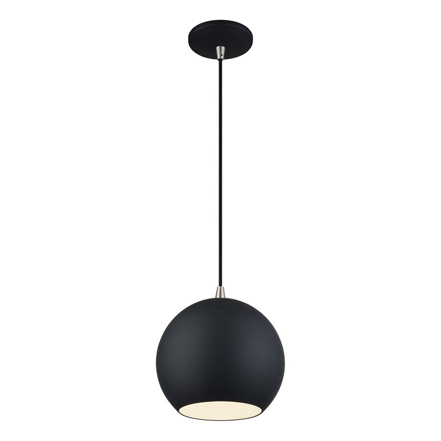 Livex Kuppola Lt Globe Pendant, Black/Nickel/Black Aluminum/White