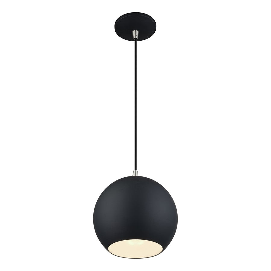 Livex Kuppola Lt Globe Pendant, Black/Nickel/Black Aluminum/White