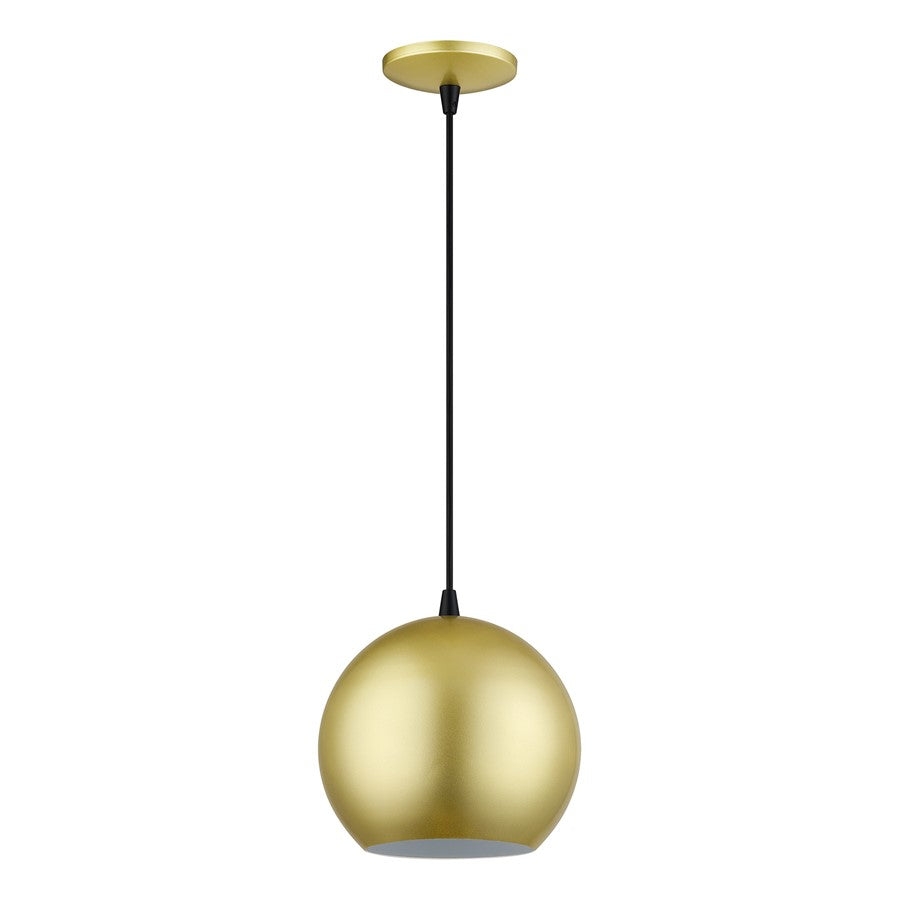 Livex Kuppola Lt Globe Pendant, Gold/Black/Gold Aluminum/White