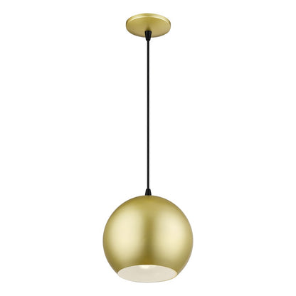 Livex Kuppola Lt Globe Pendant, Gold/Black/Gold Aluminum/White