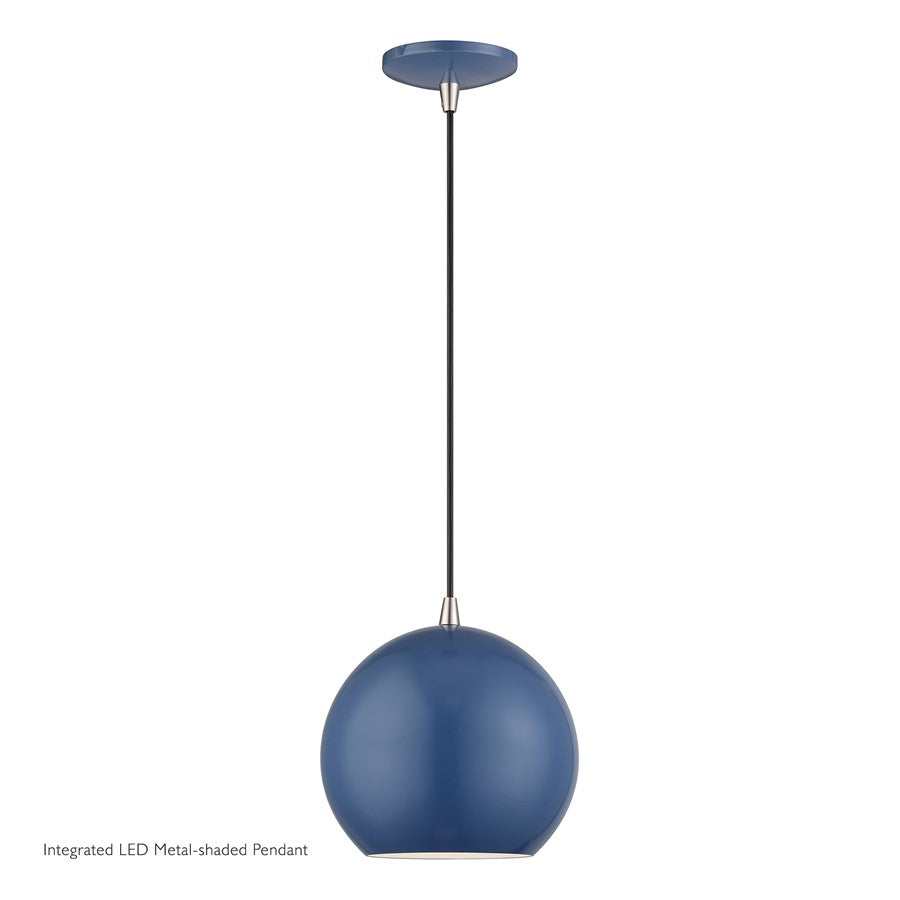 Livex Kuppola Globe Pendant, Blue/Nickel/Blue Aluminum/White - 60278-84