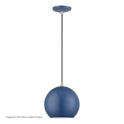 Livex Kuppola Globe Pendant, Blue/Nickel/Blue Aluminum/White - 60278-84