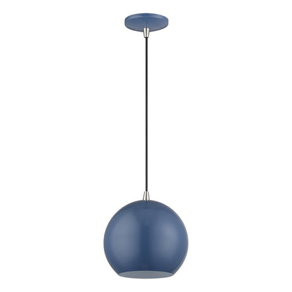 Livex Kuppola Globe Pendant, Blue/Nickel/Blue Aluminum/White