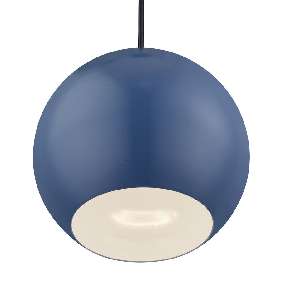 Livex Kuppola Globe Pendant, Blue/Nickel/Blue Aluminum/White