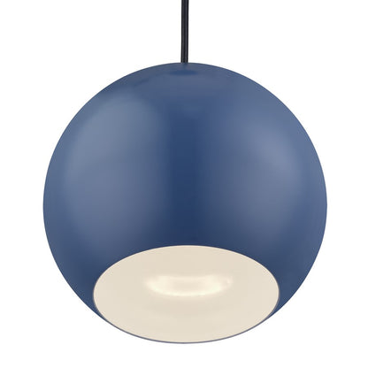 Livex Kuppola Globe Pendant, Blue/Nickel/Blue Aluminum/White