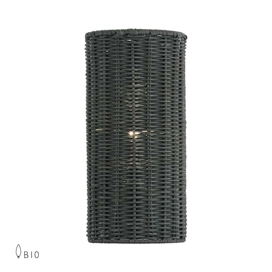 Livex Weavington 1Lt ADA Sconce, Nickel/Hand-Woven Charred Gray - 60430-91