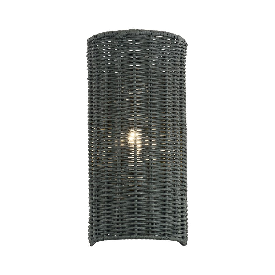 Livex Weavington 1Lt ADA Sconce, Nickel/Hand-Woven Charred Gray