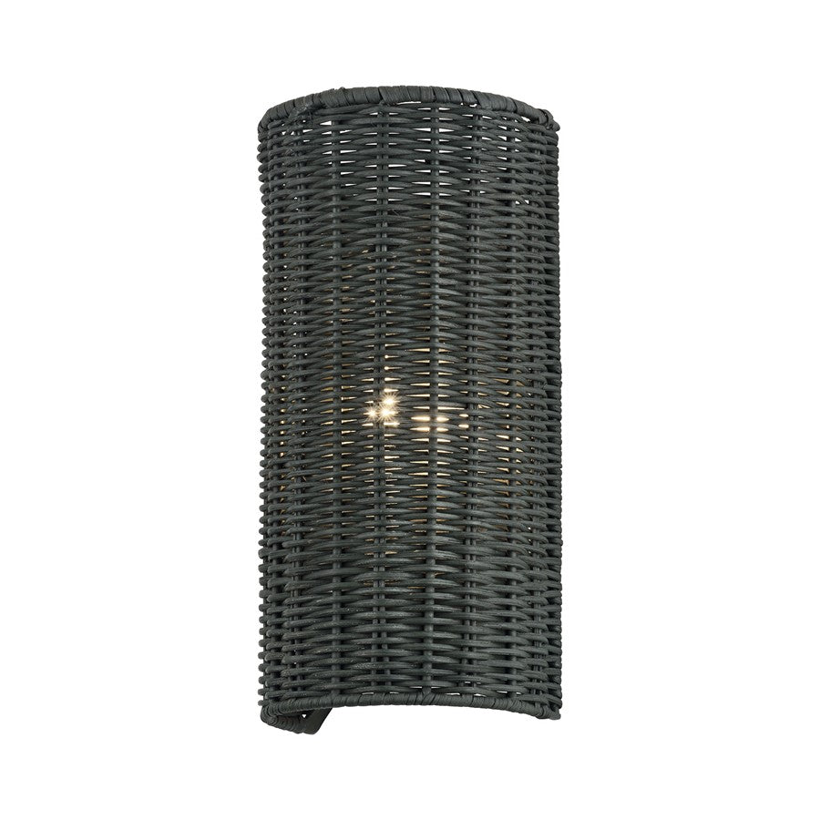 Livex Weavington 1Lt ADA Sconce, Nickel/Hand-Woven Charred Gray
