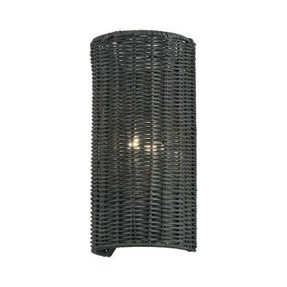 Livex Weavington 1Lt ADA Sconce, Nickel/Hand-Woven Charred Gray