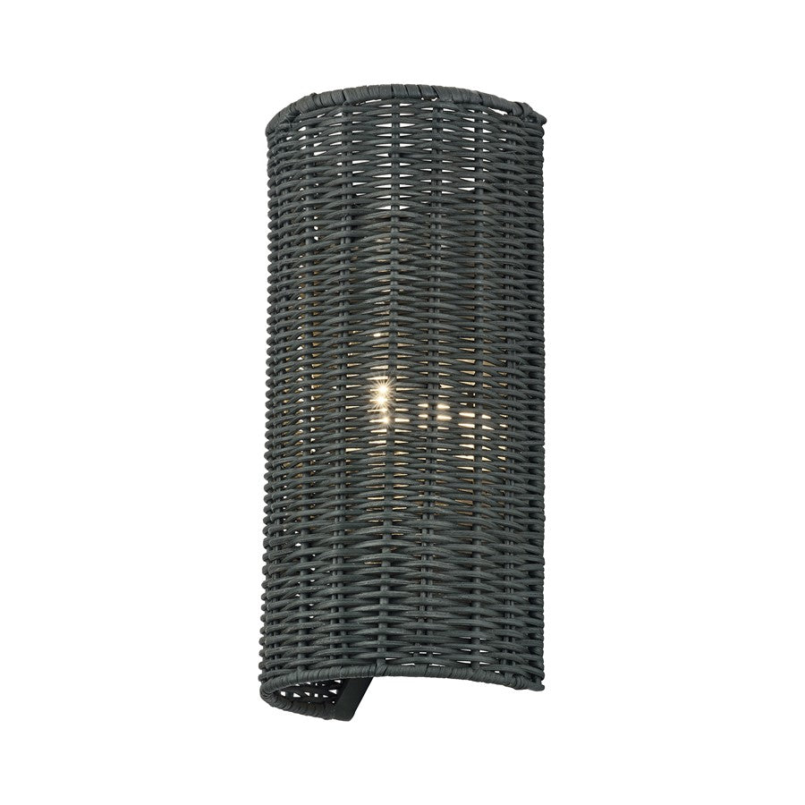 Livex Weavington 1Lt ADA Sconce, Nickel/Hand-Woven Charred Gray