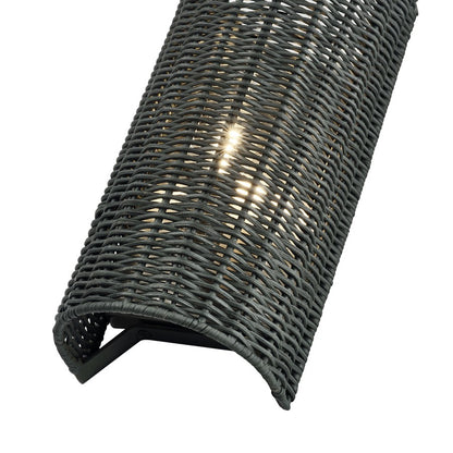 Livex Weavington 1Lt ADA Sconce, Nickel/Hand-Woven Charred Gray