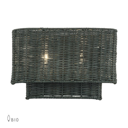 Livex Weavington 2Lt ADA 12"W Sconce, Nickel/Hand-Woven Charred Gray - 60431-91