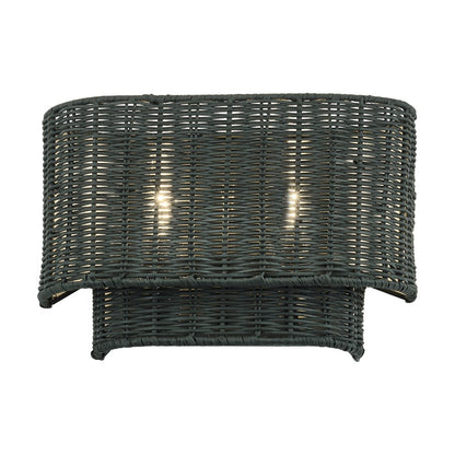 Livex Weavington 2Lt ADA 12"W Sconce, Nickel/Hand-Woven Charred Gray