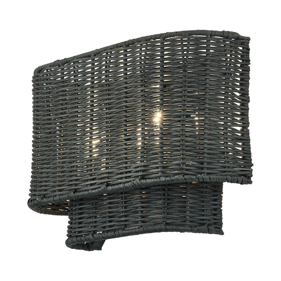 Livex Weavington 2Lt ADA 12"W Sconce, Nickel/Hand-Woven Charred Gray
