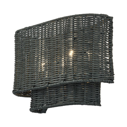 Livex Weavington 2Lt ADA 12"W Sconce, Nickel/Hand-Woven Charred Gray