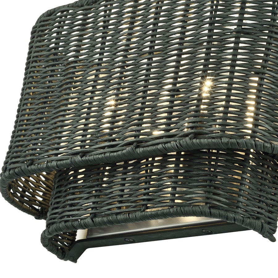 Livex Weavington 2Lt ADA 12"W Sconce, Nickel/Hand-Woven Charred Gray