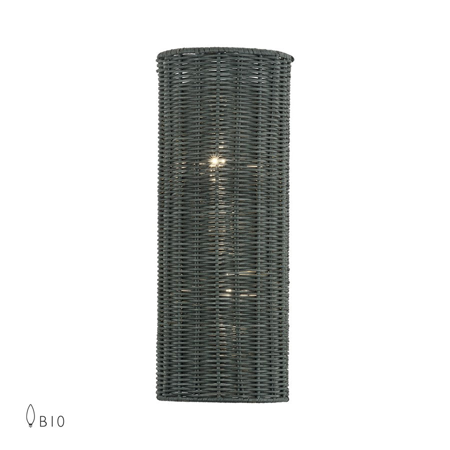 Livex Weavington 2Lt ADA 6"W Sconce, Nickel/Hand-Woven Charred Gray - 60432-91