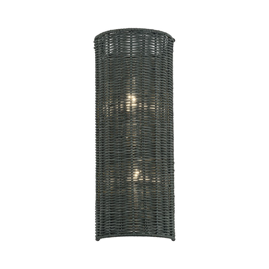 Livex Weavington 2Lt ADA 6"W Sconce, Nickel/Hand-Woven Charred Gray
