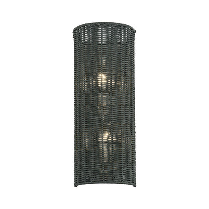 Livex Weavington 2Lt ADA 6"W Sconce, Nickel/Hand-Woven Charred Gray