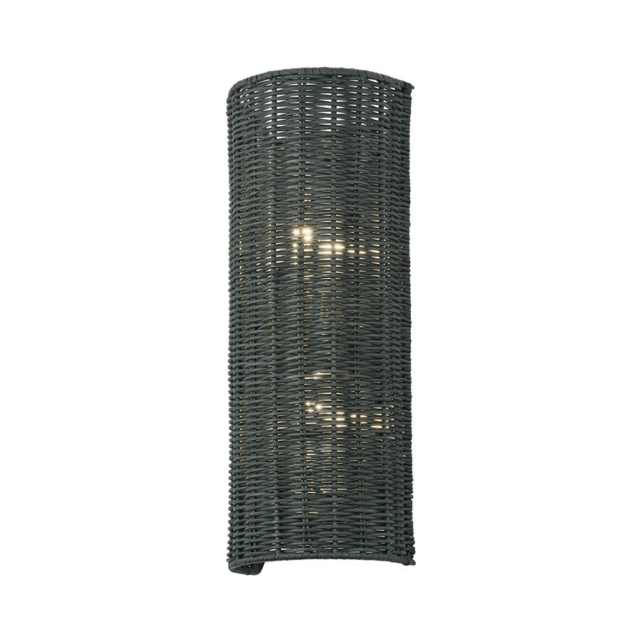 Livex Weavington 2Lt ADA 6"W Sconce, Nickel/Hand-Woven Charred Gray