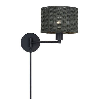 Livex Weavington 1Lt Swing Arm Wall Lamp, Black/Charred Gray