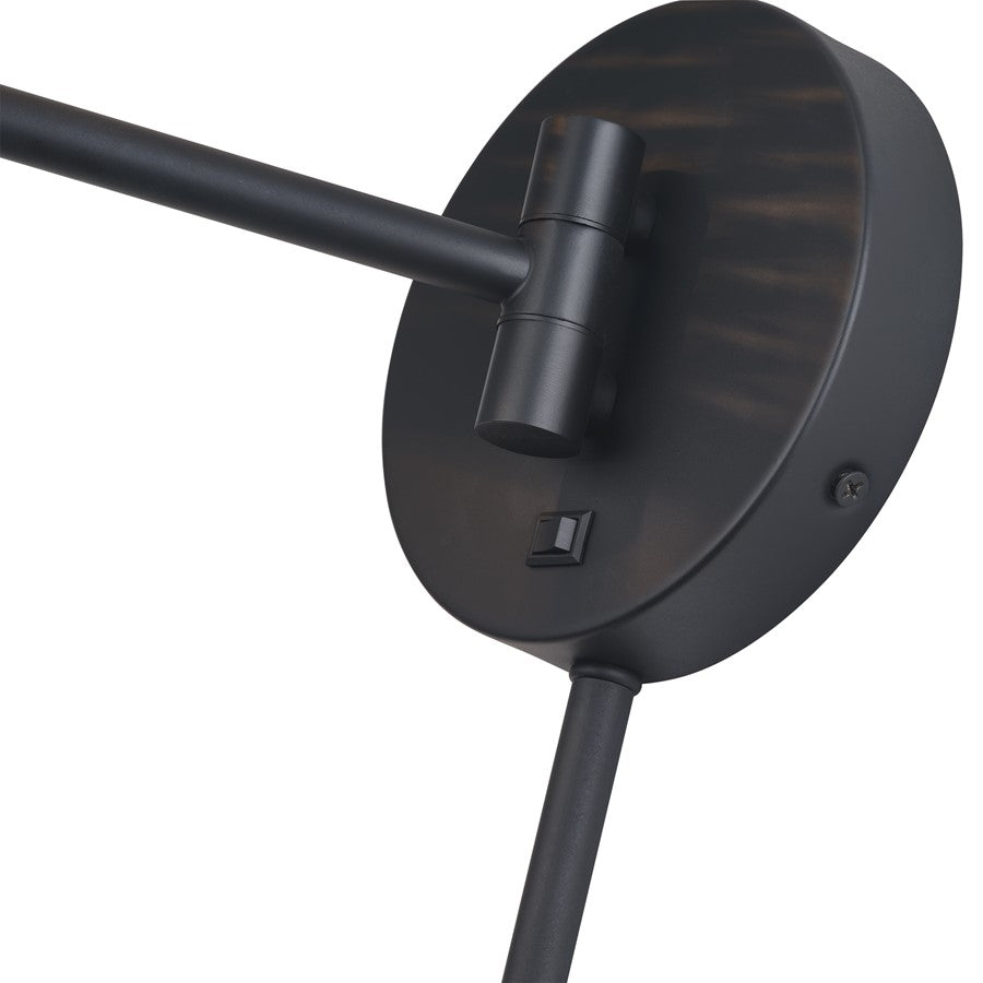 Livex Weavington 1Lt Swing Arm Wall Lamp, Black/Charred Gray