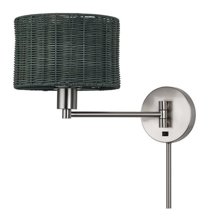 Livex Weavington 1Lt Swing Arm Wall Lamp, Nickel/Charred Gray