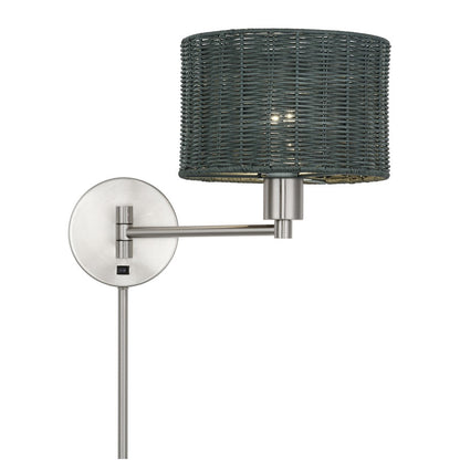 Livex Weavington 1Lt Swing Arm Wall Lamp, Nickel/Charred Gray