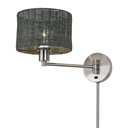 Livex Weavington 1Lt Swing Arm Wall Lamp, Nickel/Charred Gray